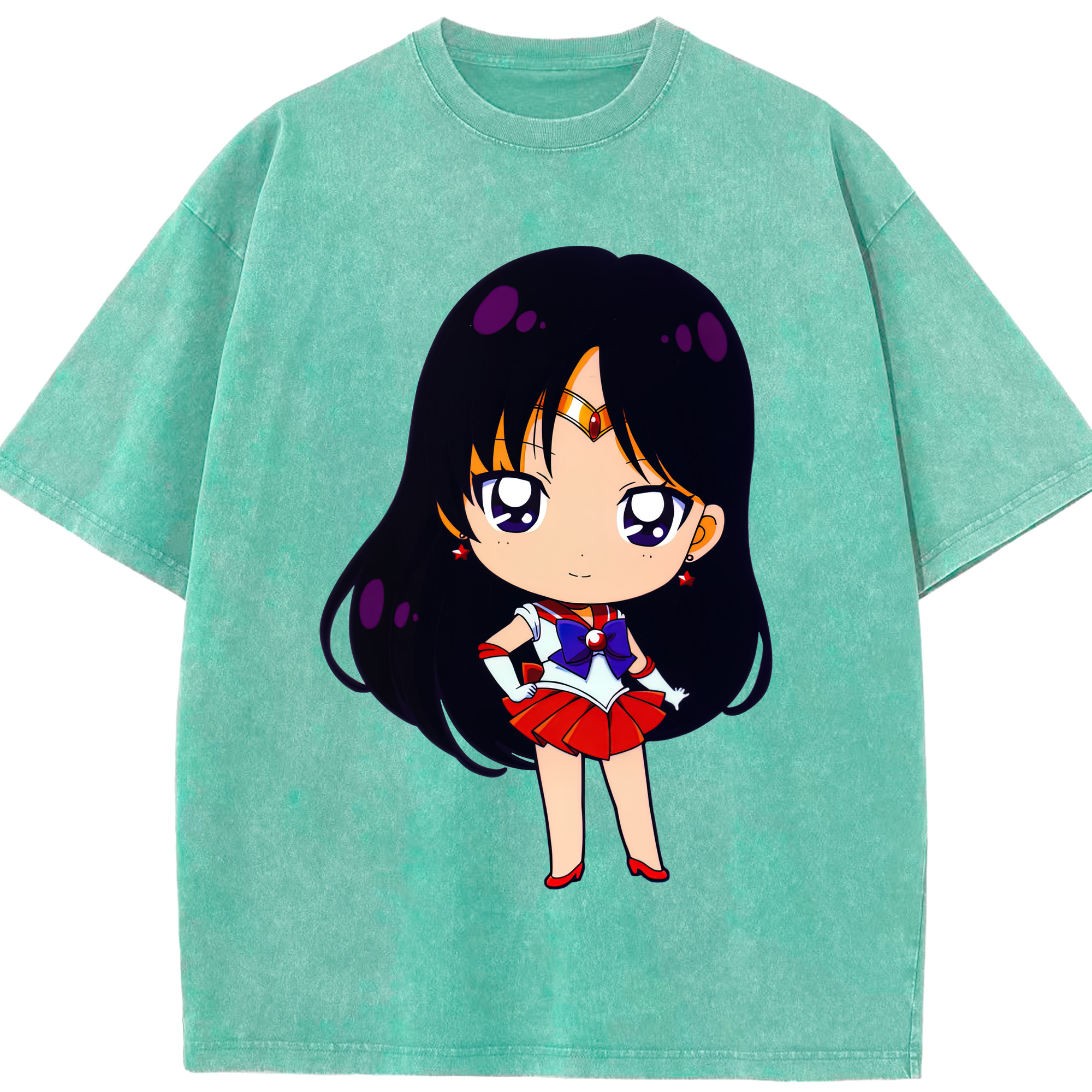 （画像用） 美少女戦士セーラームーン 火野レイ ひの レイ Sailor Moon Hino Rei （セーラーマーズ,Sailor Mars） 綿100% ヴィンテージ風 半袖Tシャツ（フロントプリント）
